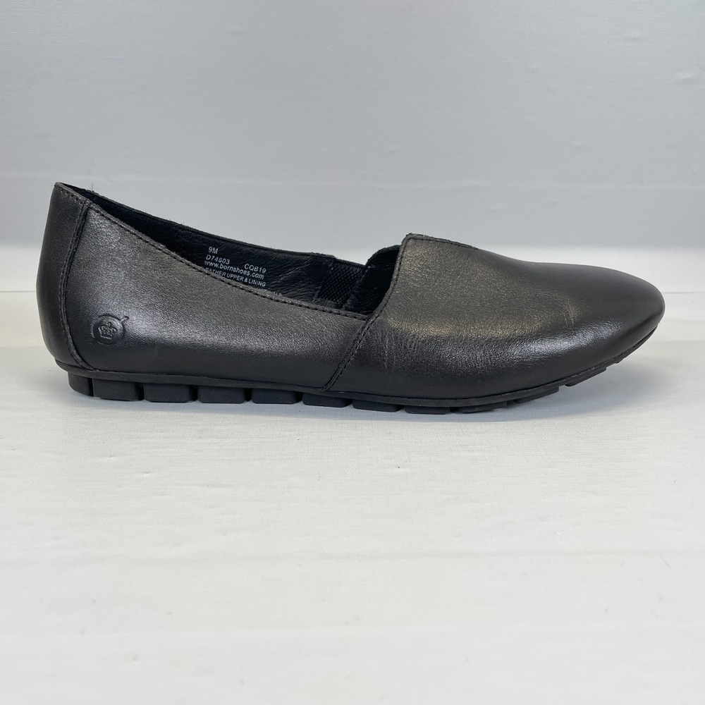 BORN Sebra Shoes Womens Size 9 M Black Leather Slip On Casual Comfort Flats